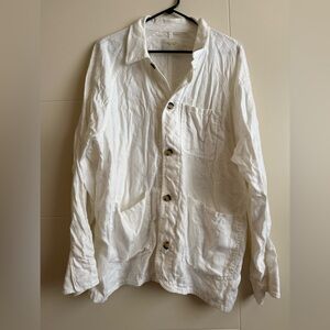 Aimé Leon Dore 100% Linen Button Down Shirt White size L